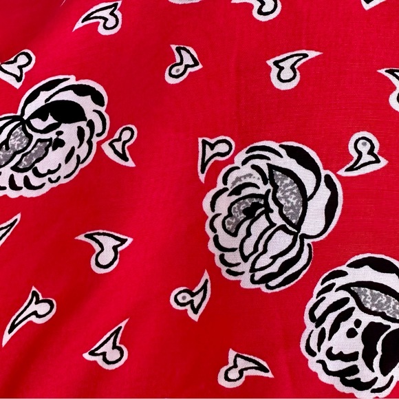 🍄VINTAGE Red Floral Top and Midi Skirt Set - Picture 7 of 7